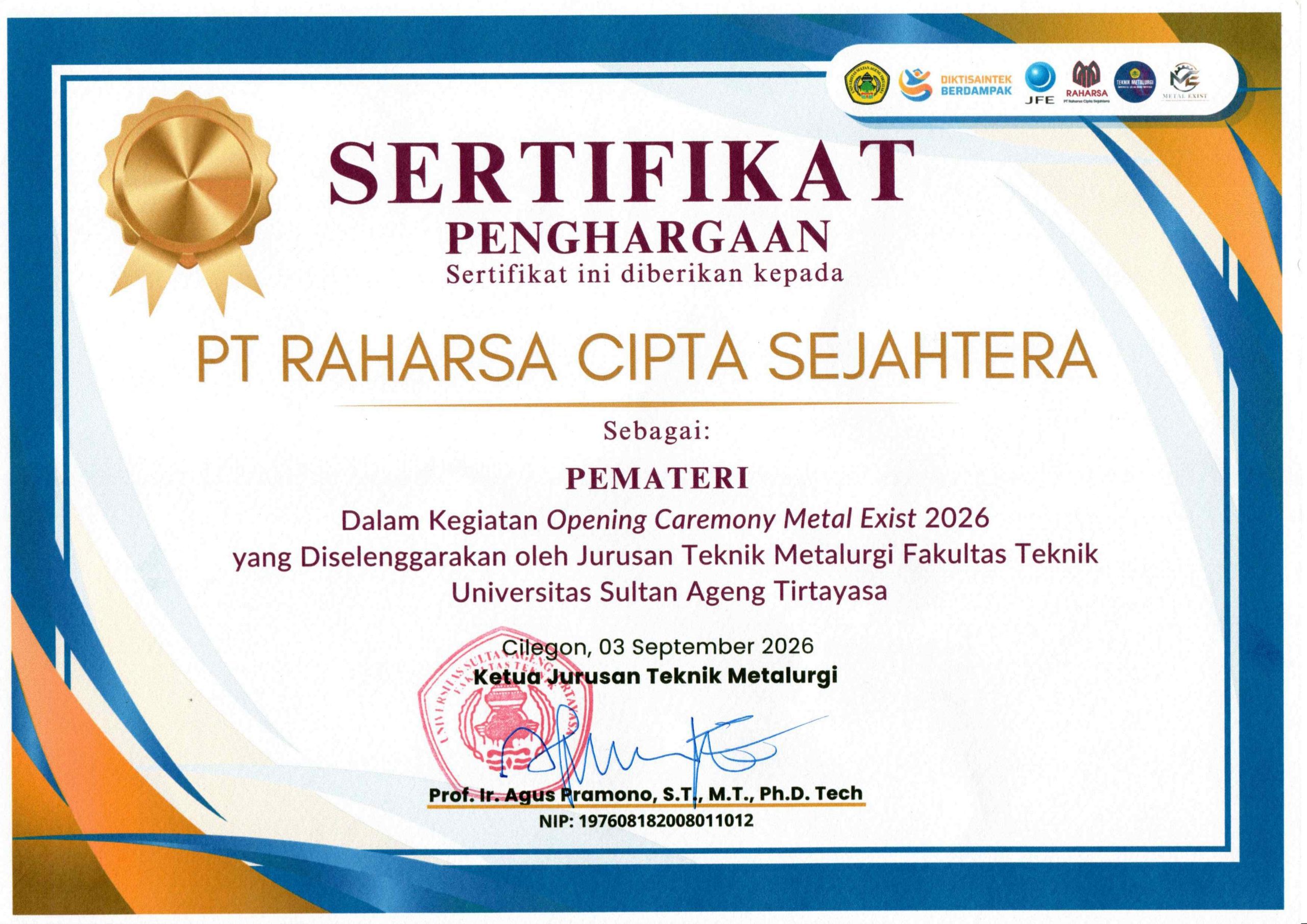 Sertifikat Penghargaan 1